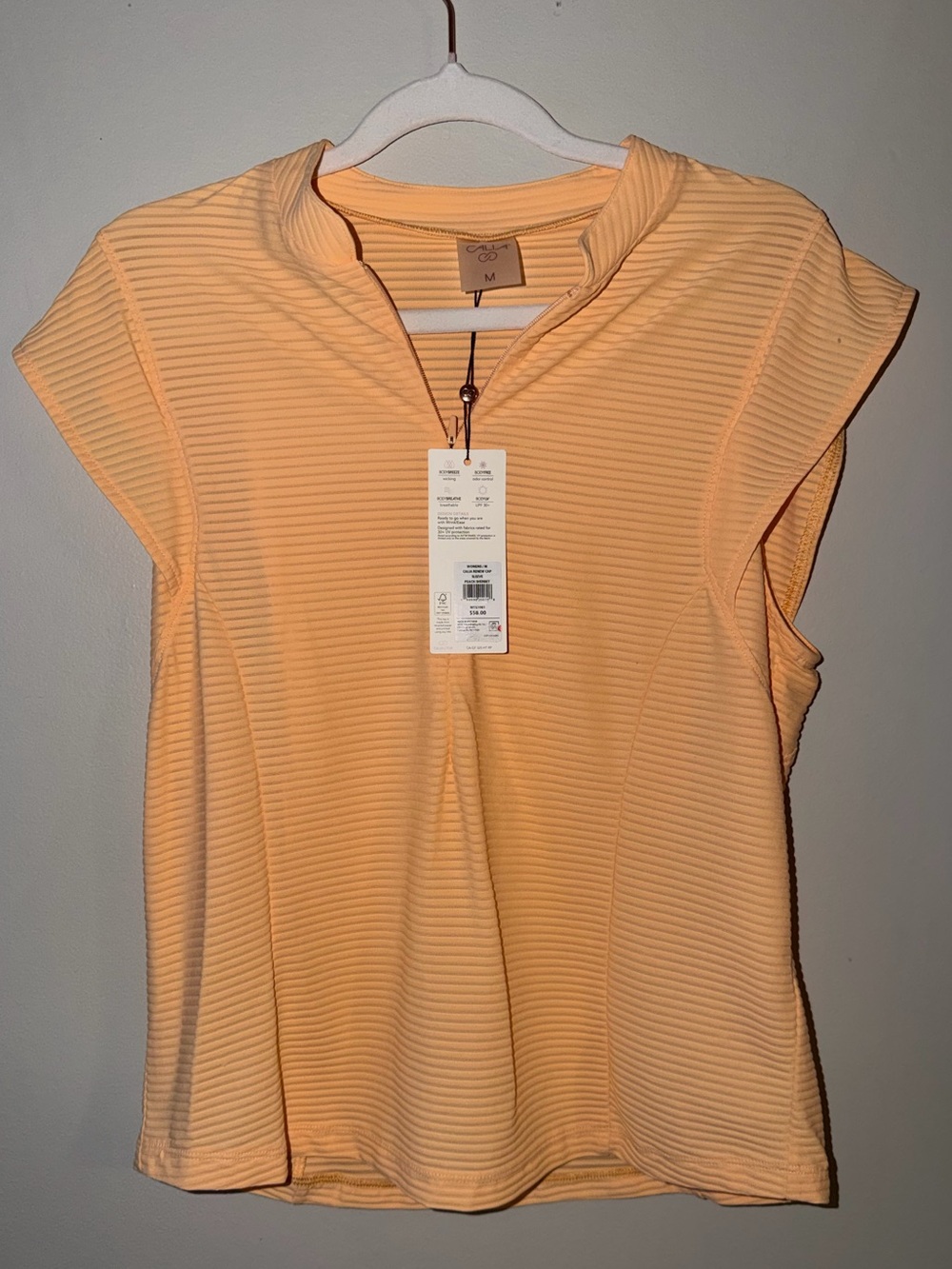 Calia Renew Cap Sleeve Golf Athletic Top Peach Sherbet Size Medium NWT